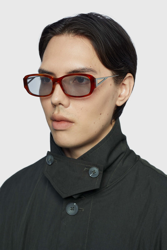 THE SET SQUARE 02 SUNGLASSES - Havana - Tinted Blue